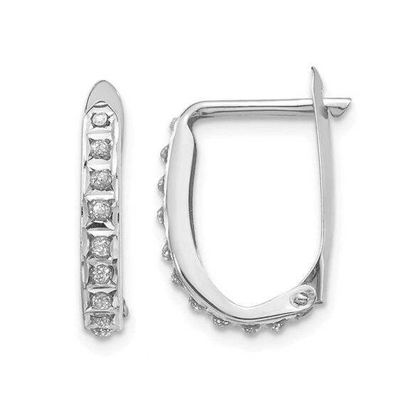 Accent Diamond Small Hoop Earrings in 14K White Gold
